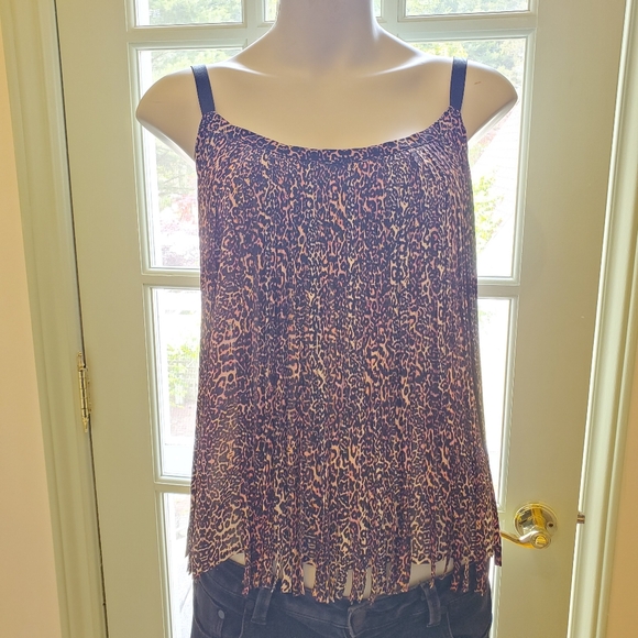 Marciano Cheetah Print 90s Fringe Camisole Top - Picture 6 of 9